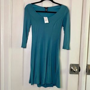 NWT Rue 21 Teal A-Line 3/4 Sleeve Mini Dress